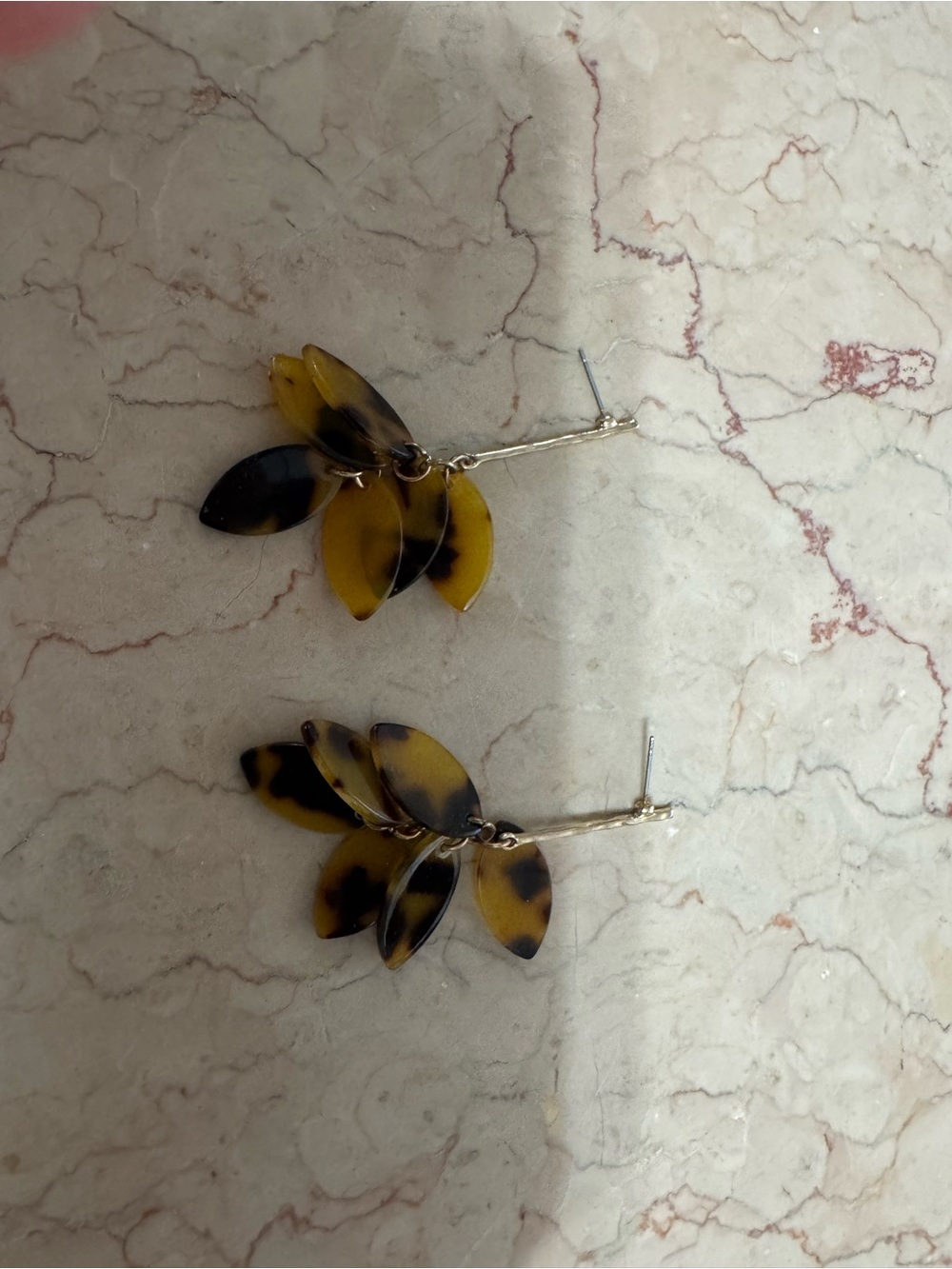 Unk Tortoiseshell Leaf Dangle Earrings in Yellow and Black